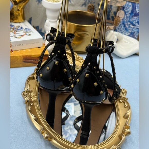 🆕 KURT GEIGER LONDON 🧿 NWOB Mini Bow Eyelet Heel Sandal, Black - Sz 39 US 8.5 - Picture 9 of 14